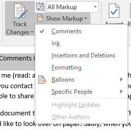 Microsoft Word Print comentários apenas sem alterações de faixa