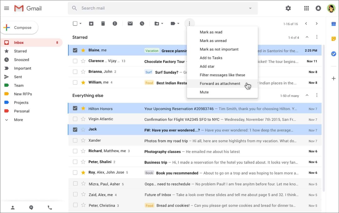 Google permite enviar e-mails como anexos no Gmail