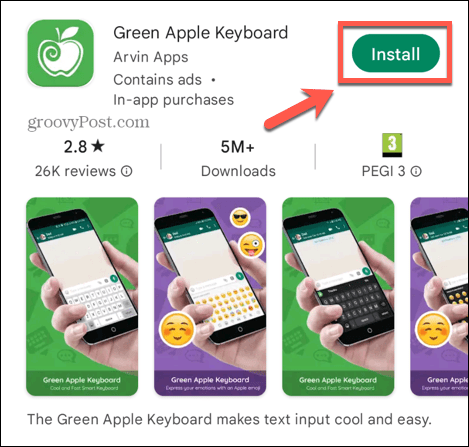 instalar teclado de maçã verde