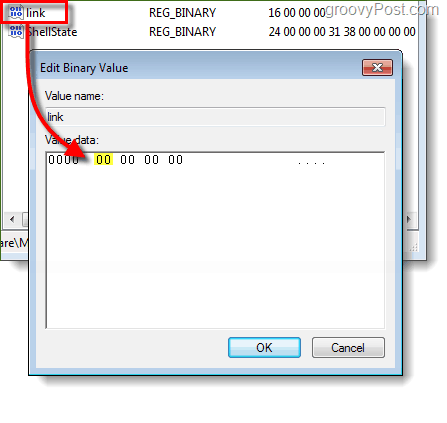 ajuste os valores do registro para 00 no segundo conjunto de números