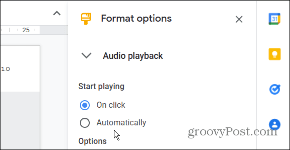 Reprodução de áudio no Google Slides