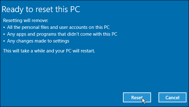 Redefinir o Windows 10 PC