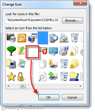 selecione o ícone de atalho transparente para windows 7