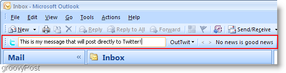 Twitter dentro da caixa de perspectiva do Outlook OutTwit 