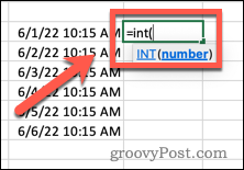 Escrevendo uma fórmula INT no Excel