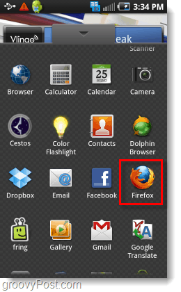 Firefox a partir da gaveta do aplicativo