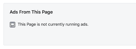 Mensagem 'Esta página não está exibindo nenhum anúncio' para a página do Facebook