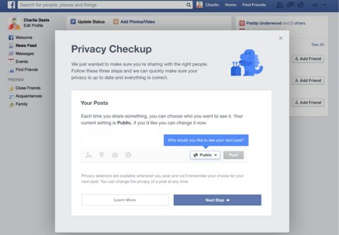 verificação de privacidade do facebook