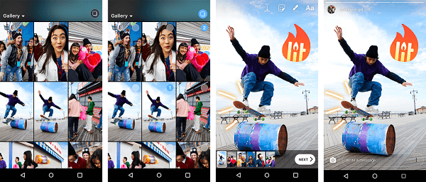 Os usuários do Android agora podem fazer upload de várias fotos e vídeos para suas histórias do Instagram de uma só vez.