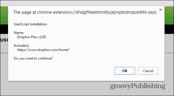 Script de instalação do Chrome da estrutura em árvore do Dropbox