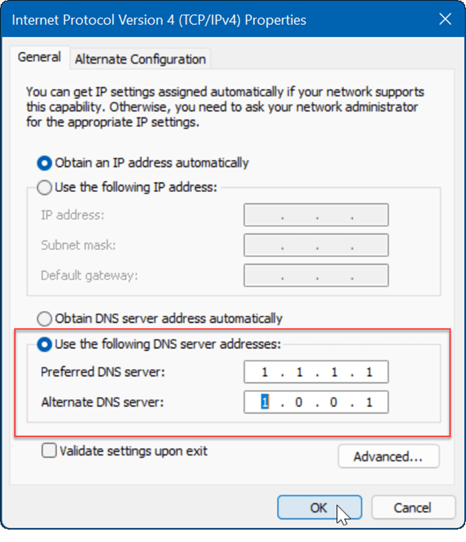 digite DNS corrigir internet lenta no windows 11