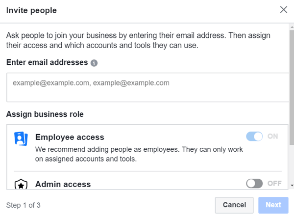 Use o Facebook Business Manager, Etapa 3.