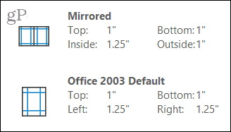 Margens espelhadas e do Office 2003
