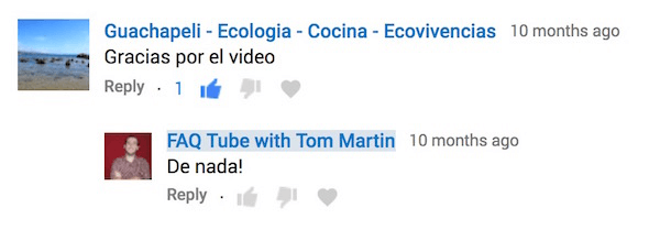 Responda aos comentários do YouTube no idioma do comentarista.