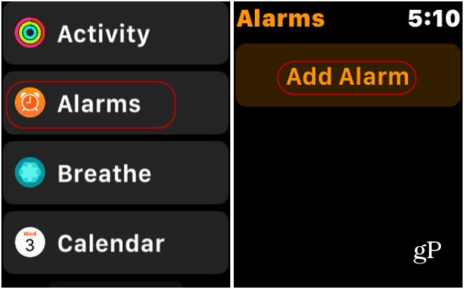 App de alarmes Apple Watch