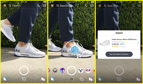 O Snapchat está testando uma nova maneira de pesquisar produtos na Amazon diretamente da câmera do Snapchat.