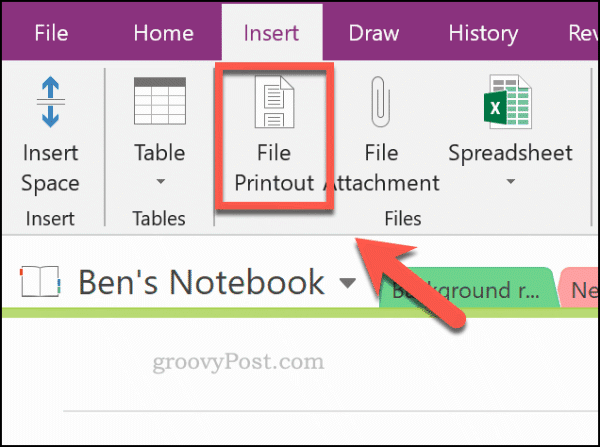 Adicionando uma impressão de arquivo no OneNote