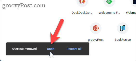 Desfazer a remoção do atalho na página Nova guia do Chrome