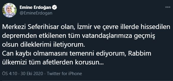 emine erdoğan terremoto compartilhando