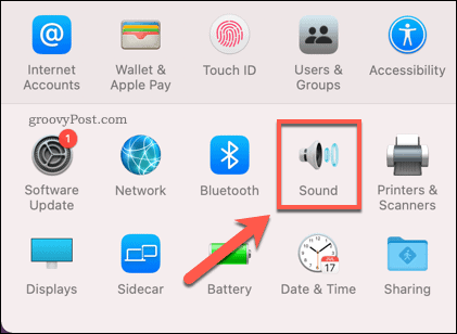 Abrindo o menu Opções de som no Mac