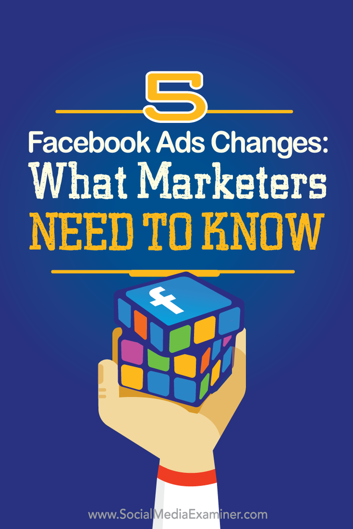 o que os profissionais de marketing precisam saber sobre cinco mudanças nos anúncios do Facebook