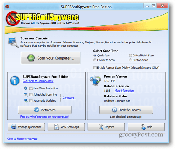 SuperAntiSpyware é um utilitário anti-malware impressionante