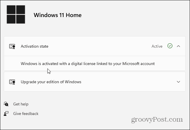 Estado de ativação do Windows 11