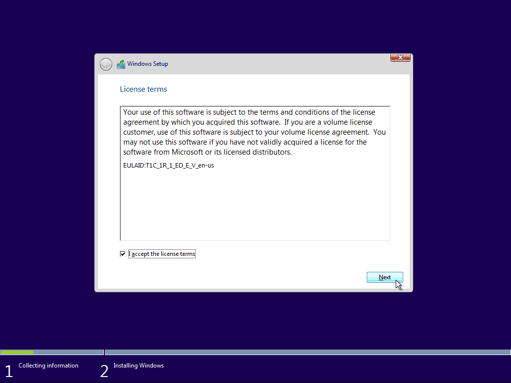 03 Instalação limpa do EULA do Windows 10