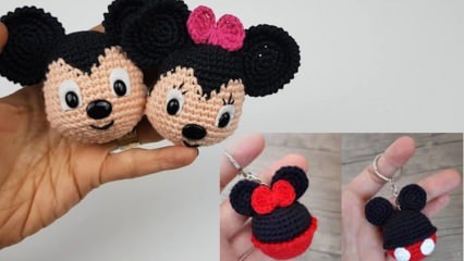 Como fazer chaveiro Amigurumi Minnie e Mickey Mouse? Chaveiro Mickey Mouse