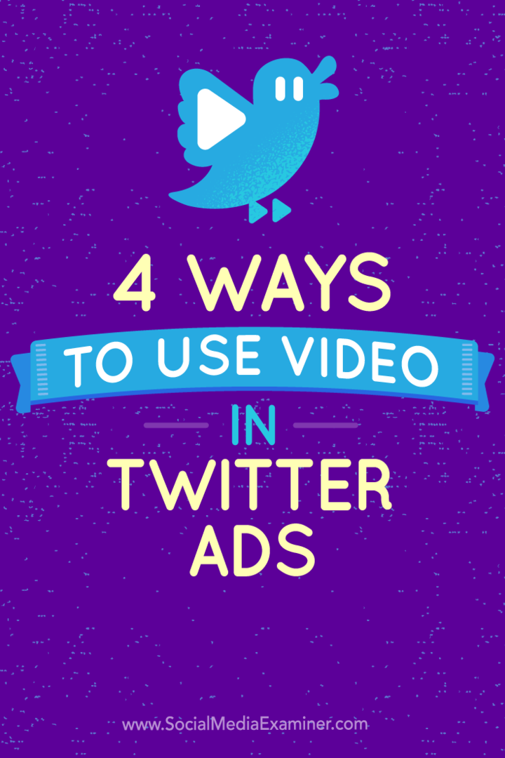 Dicas sobre quatro maneiras de usar anúncios em vídeo do Twitter.