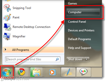 Windows 7 menu do meu computador e mostrando orb do menu iniciar