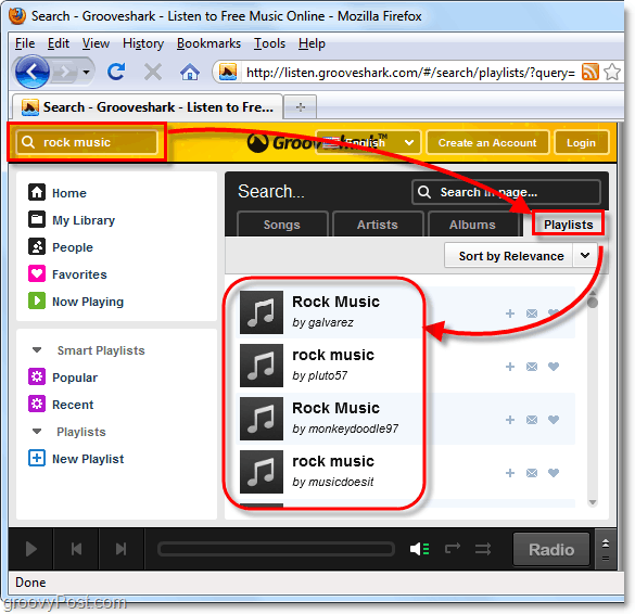 procure um gênero musical no Grooveshark