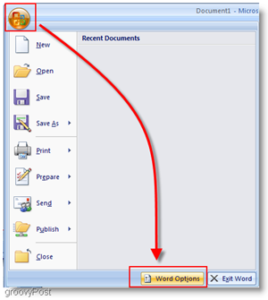 Opções do Word do Microsoft Word 2007