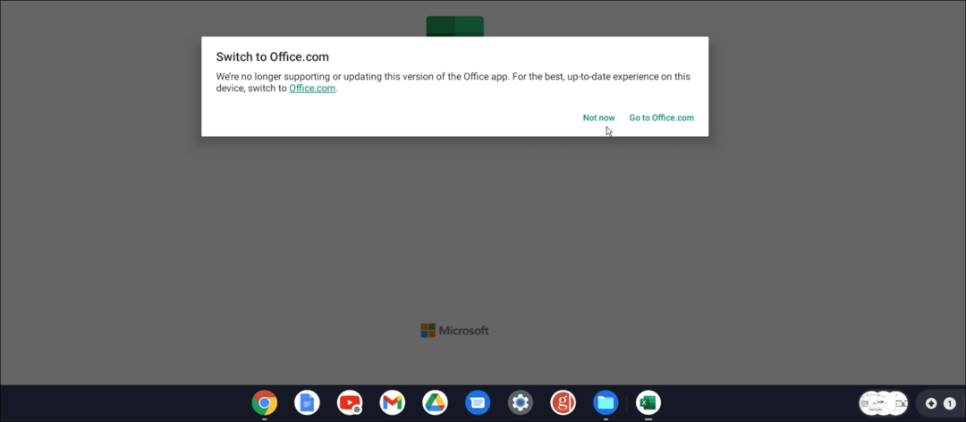Chromebook do aplicativo Android Office não é suportado