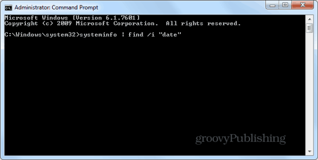 Data da instalação do Windows cmd prompt systeminfo