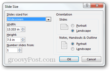 configuração da página powerpoint 2013 opções proporção da imagem tamanho orientação