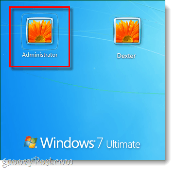 faça login na conta de administrador do windows 7 