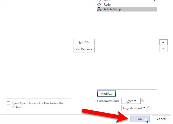 Feche a caixa de diálogo Opções do Word