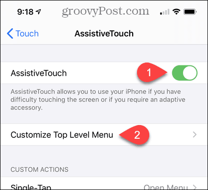 Ative o AssistiveTouch e personalize o menu de nível superior nas configurações do iPhone