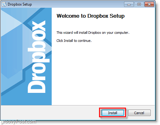 Captura de tela do Dropbox - inicie a instalação / instalação do dropbox