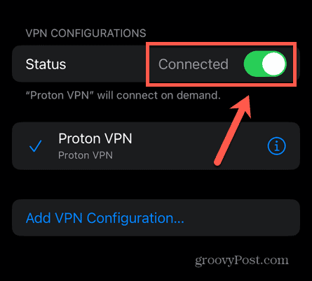 interruptor conectado iphone vpn