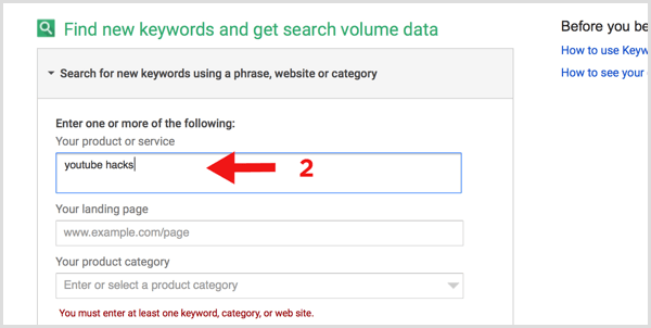Google Keyword Planner busca por novas palavras-chave