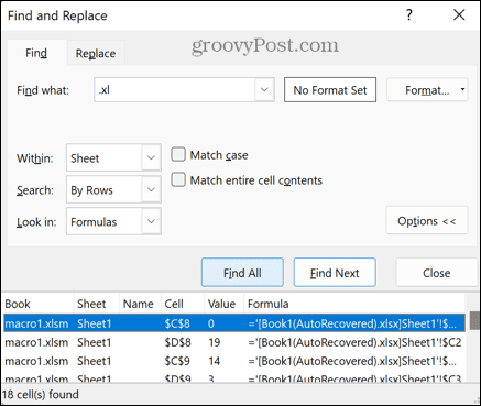 resultados de pesquisa do excel