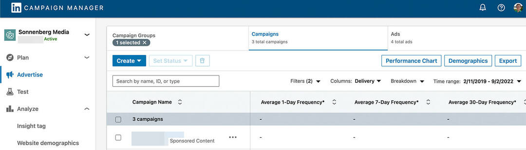 como-expandir-linkedin-audience-targetting-campanha-manager-frequency-metrics-example-8