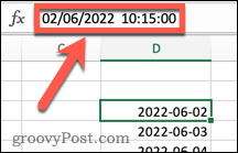 Carimbos de data e hora do Excel com datas e horas