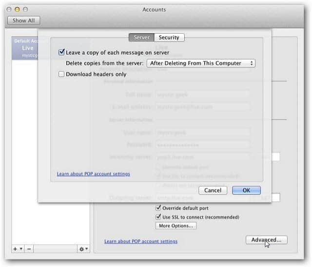 Outlook Mac 2011: Como excluir uma conta de email