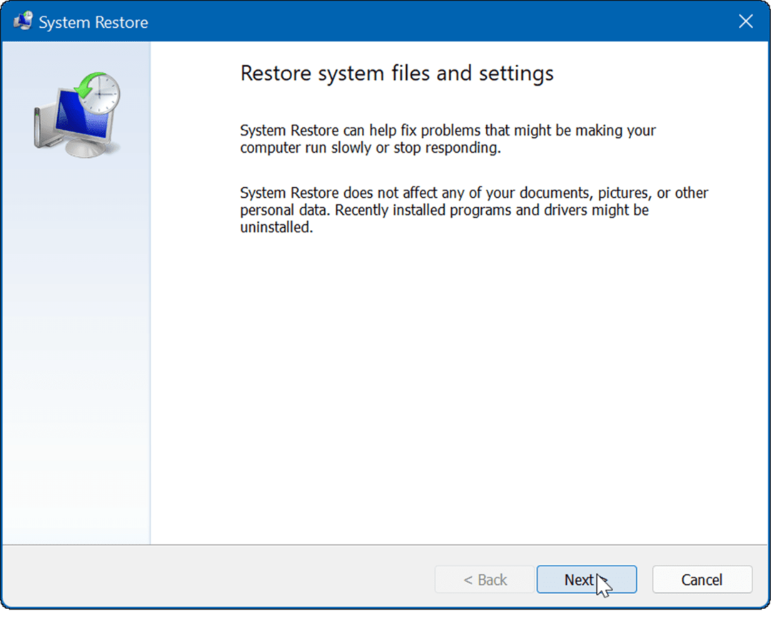 Crie um ponto de restauração no Windows 11
