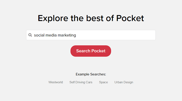 O Pocket Explore sugere conteúdo com base em seus interesses.