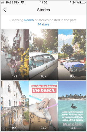 Visualize os dados do Instagram Stories no Instagram Analytics.