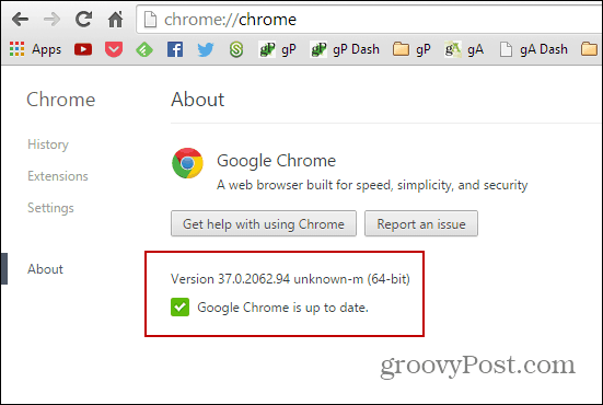 Versão do Chrome
